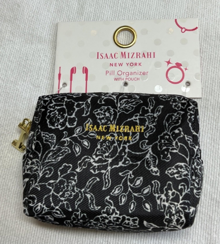 ISAAC MIZRAHI PILL CASE BLACK WHITE  8 DAY PILL ORGANIZER  NIP