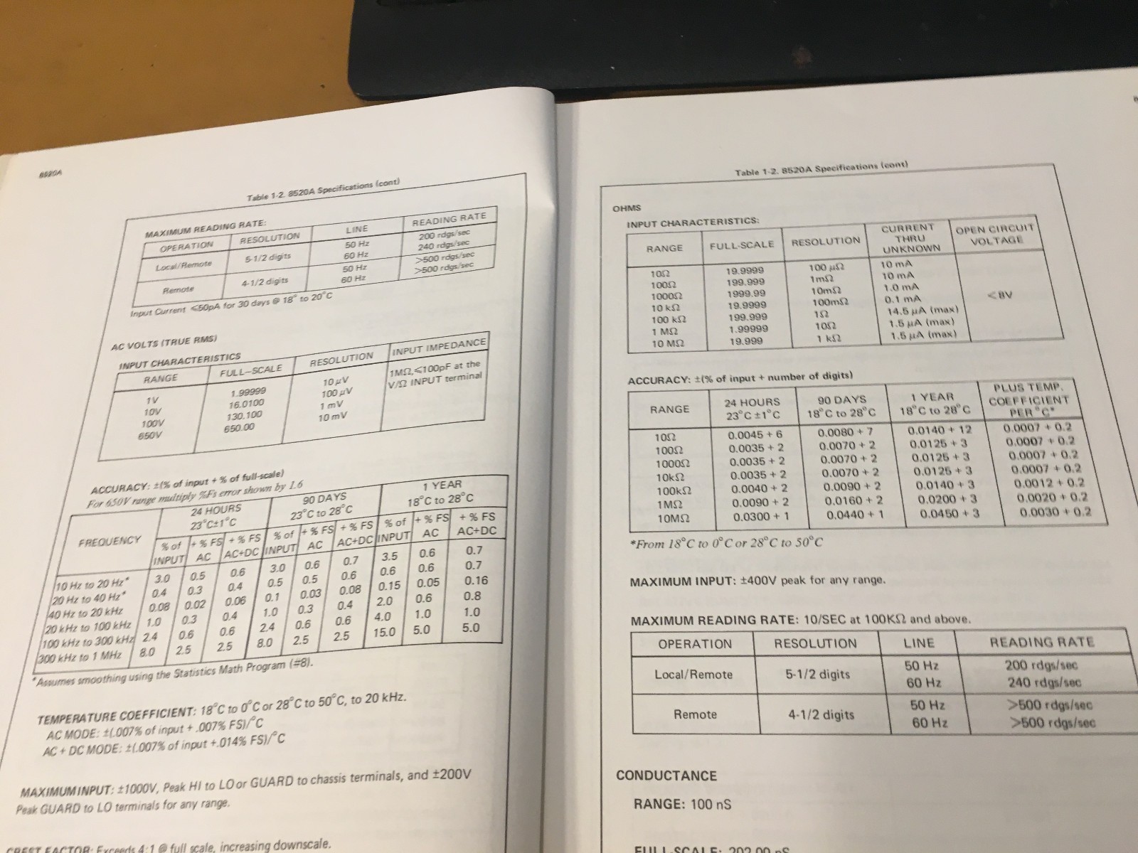 Fluke 8520A Multimeter Instruction Manual
