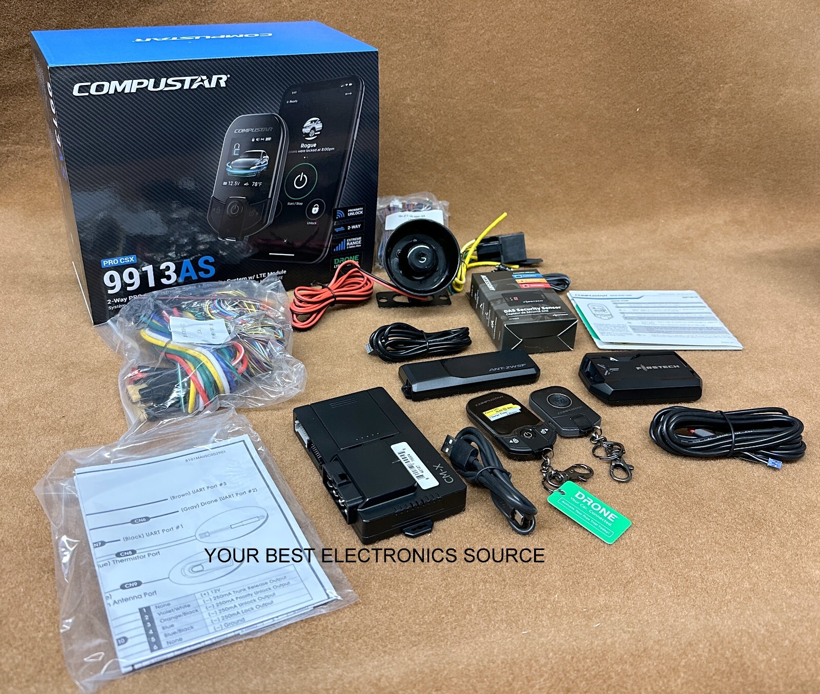 NEW COMPUSTAR CSXP9913-AS 2-Way Remote Start/Alarm, LCD Remote, DRONE + BLADE-AL
