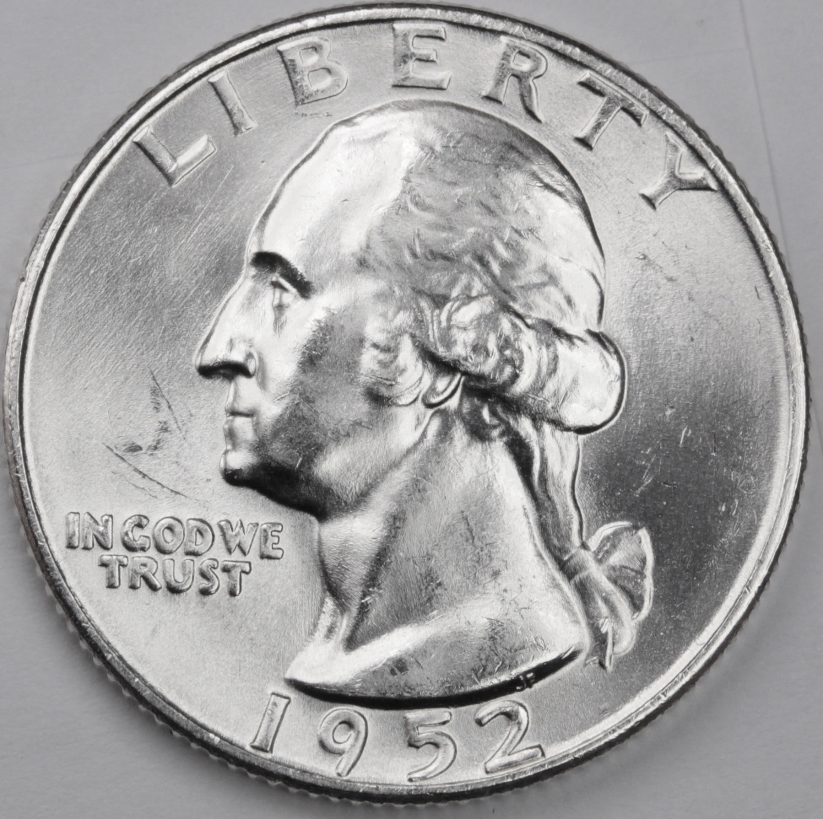 1952-d Washington Quarter.  Minimum Bag Marks.  BU.  (Inventory E)
