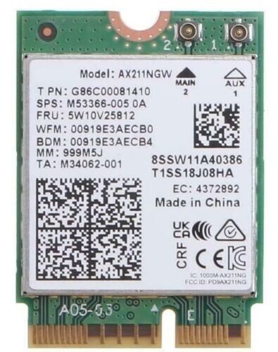 Intel AX211 WIFI 6E CNVio2 Adapter w/Tri Band 2.4 | 5 | & 6GHz AX211NGW 2.4Gbps