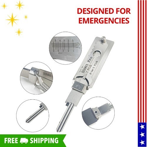2-in-1 SS001 Key Decoder & Hook Tool — Precision Stainless Steel Key-Picking Mat