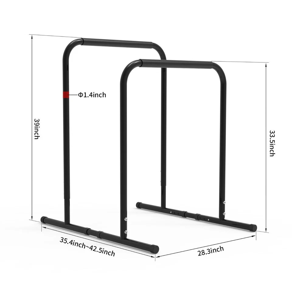 Heavy Duty Adjustable Dip Stands 300lb Capacity Strength Training Dip Bars