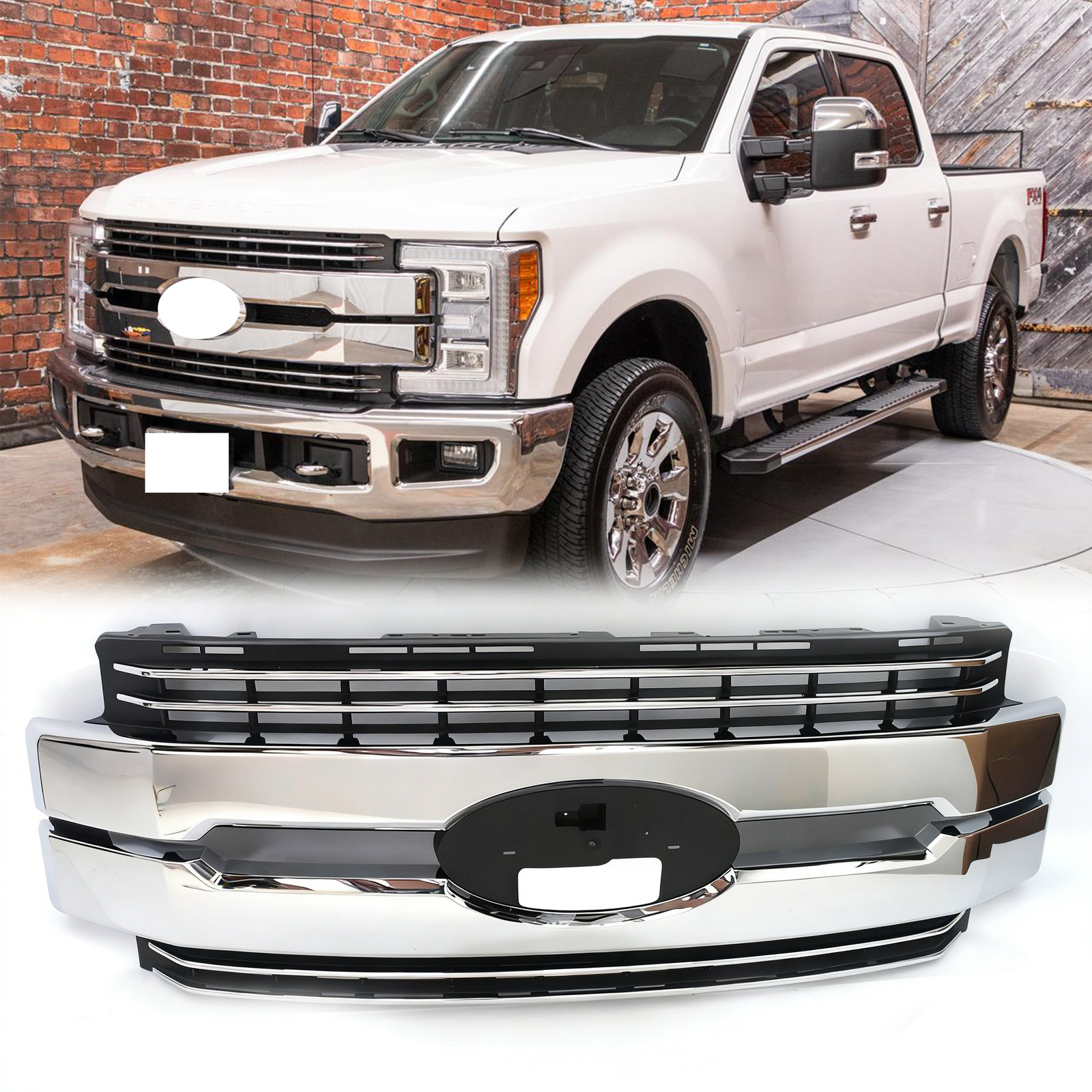 For 2017 2018 2019 Ford F250 F350 F450 Super Duty Bumper Grille Chrome Grill