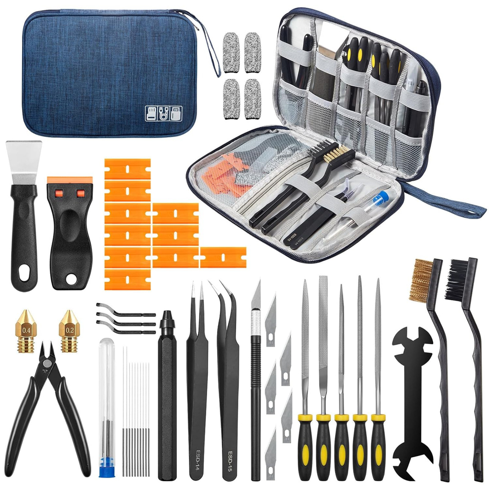 3D Printer Tool Kit 50 Pieces Compatible with FDM SLA Nozzle Cleaning Scraper