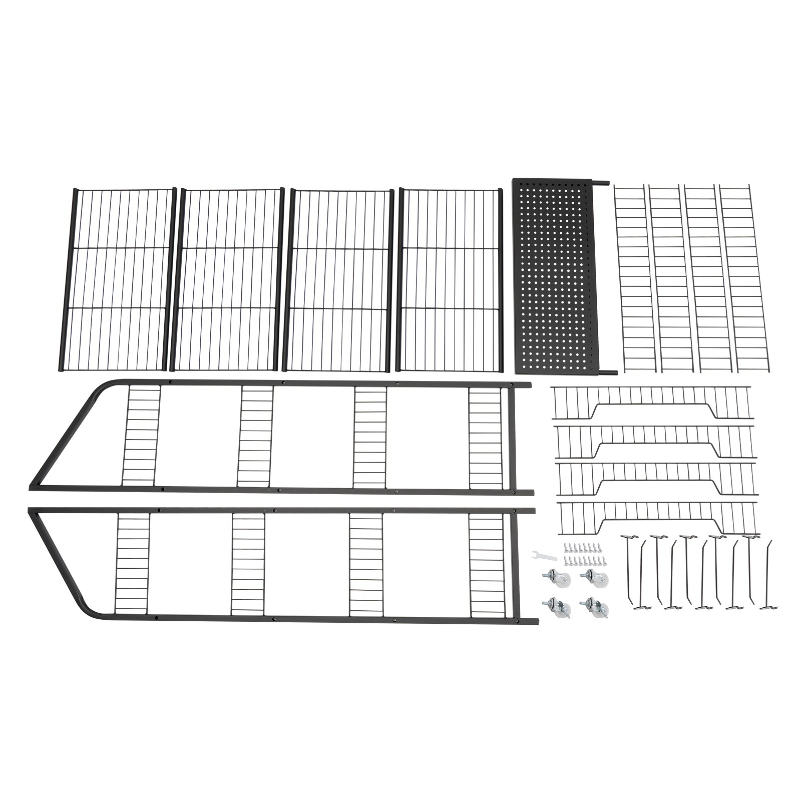 Rolling Retail Display Rack 4 Tier Black Store Merchandise Shelf Unit
