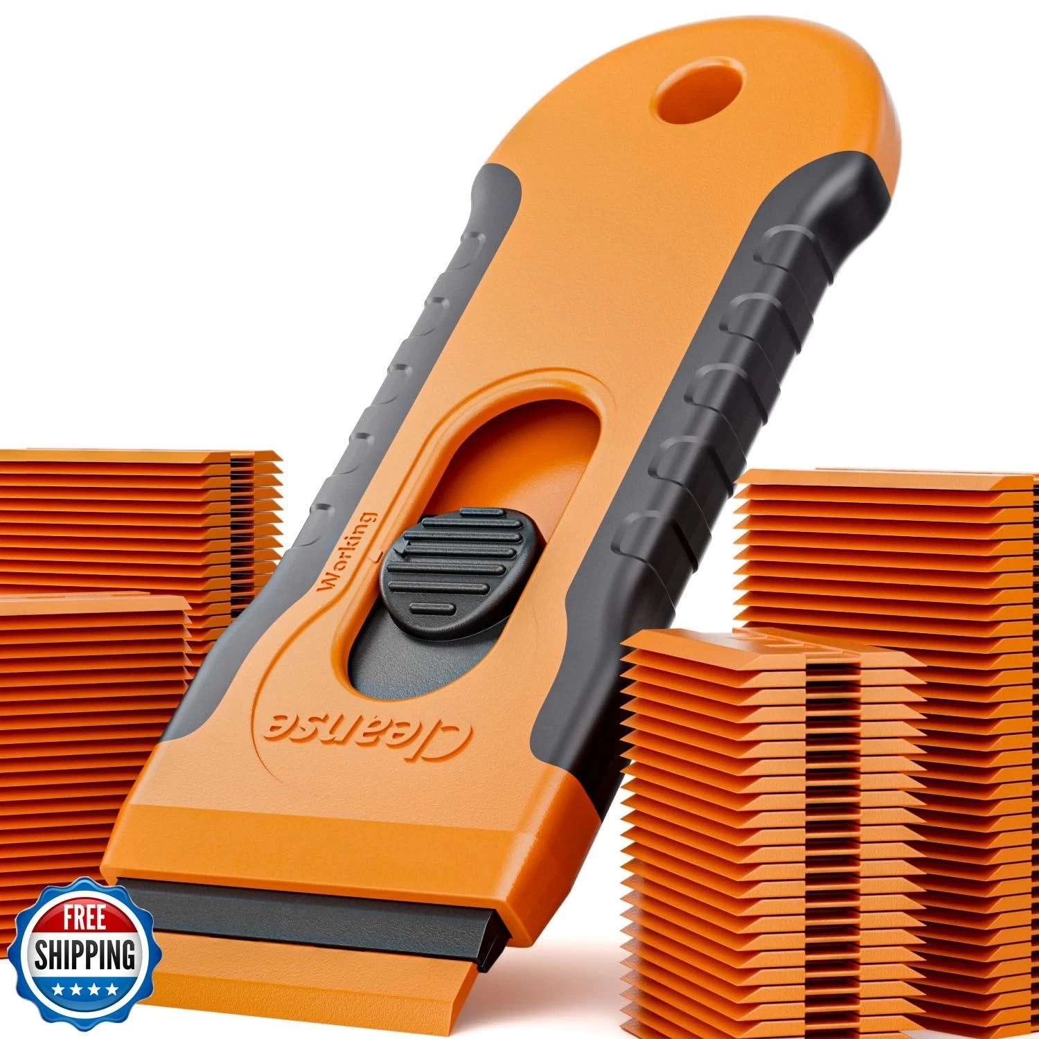 100Pcs Blade Plastic Razor Blade Scraper with Retractable Blade: Without Dama
