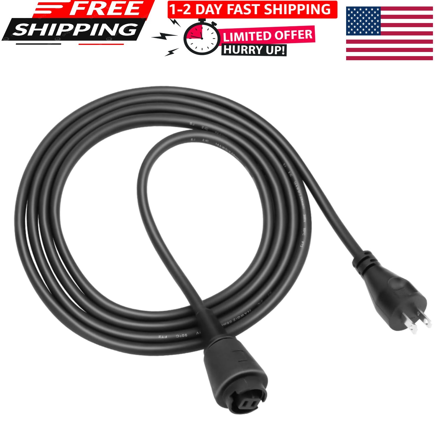 Milwaukee Power Tool Cord Replacement, 10 ft, 16 AWG, 125V, Quick Lock