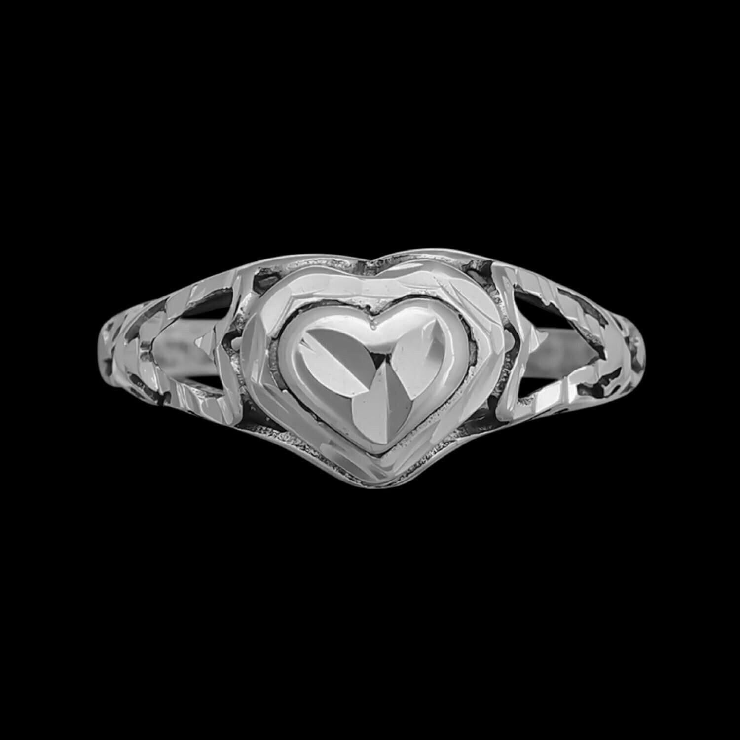 Diamond Cut Intricate Hearts Ring