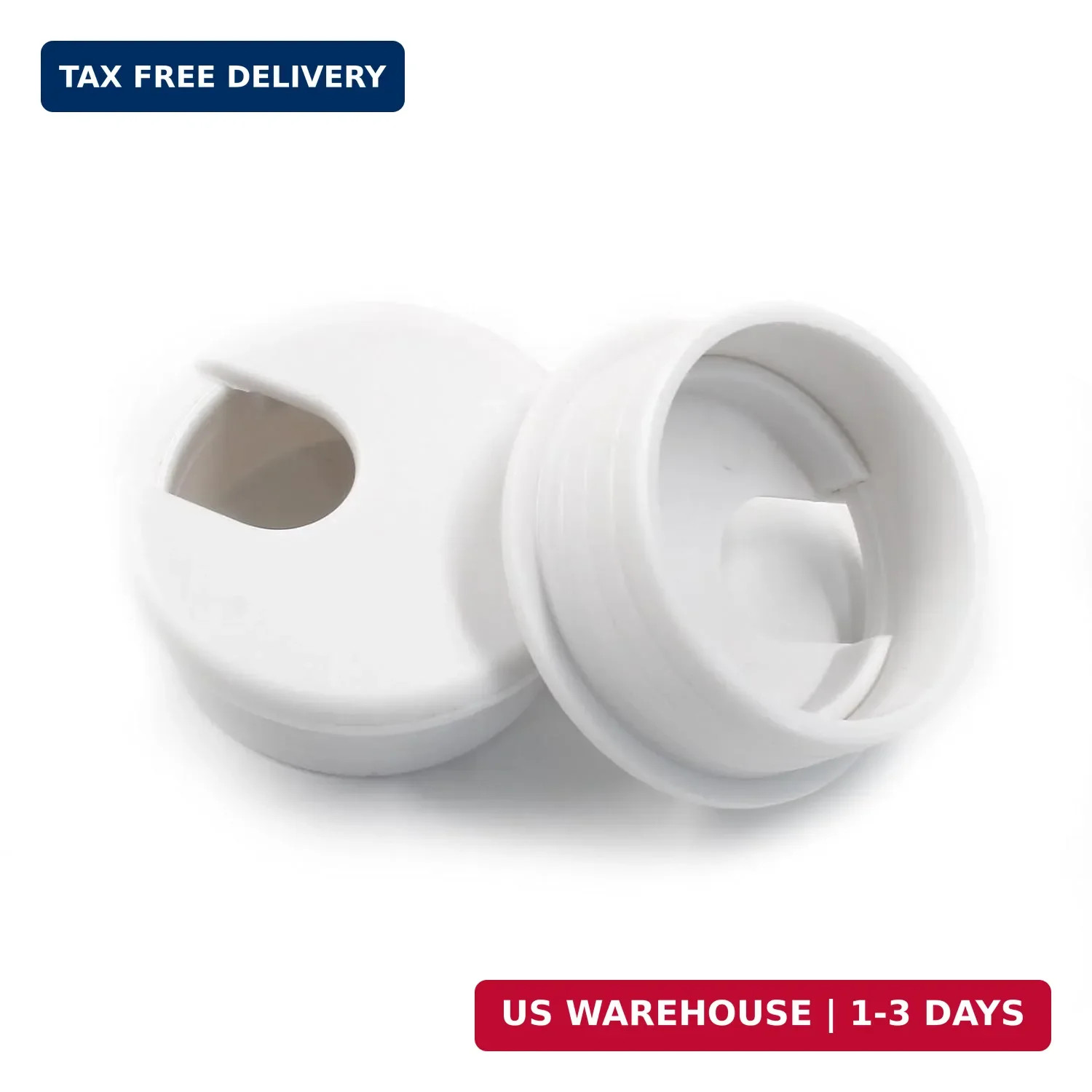 2pcs 1-1/2 Inch Desk Grommet, Plastic Desk Hole Cover, White Cable Hole Cover, D