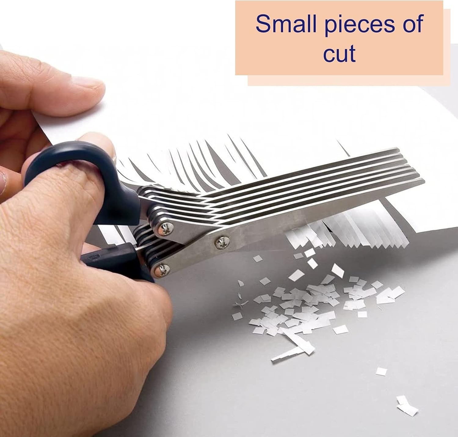 Efficient 7-Blade Shredder Scissors - 7.9” Stainless Steel, Lightweight, Black
