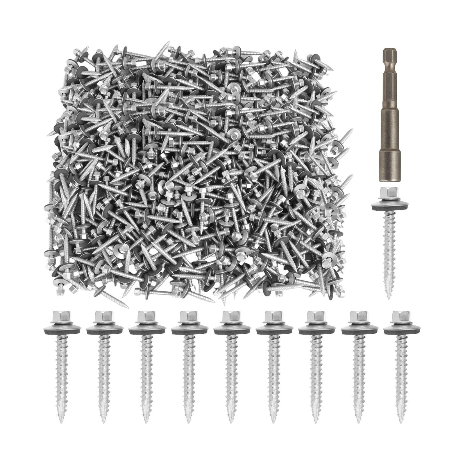 Metal Roofing Screws#10 × 1-1/2 Inch, 1000Pcs Zinc Plated Hex Head Metal Ro