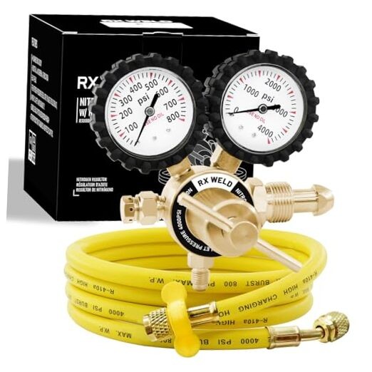 Nitrogen Regulator with 0-800 PSI, CGA580 Inlet, Delivery 0-800 PSI with Hose