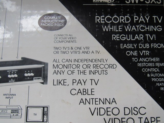 NEW-NIB-NOS vintage RHODES BRAND MODEL SW-3X3. VIDEO SWITCHER-DISTRIBUTOR. USA