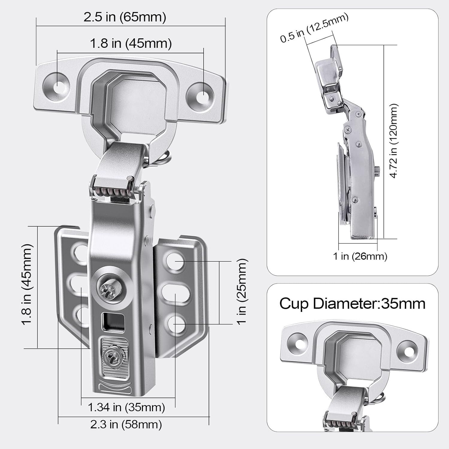 10 Pieces GIKOHO Soft Closing Frameless Inset Cabinet Door Hinges with Screws