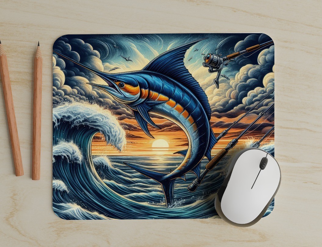 Saltwater Fish Trolling Mouse Pad great for Office or Gaming Personalize