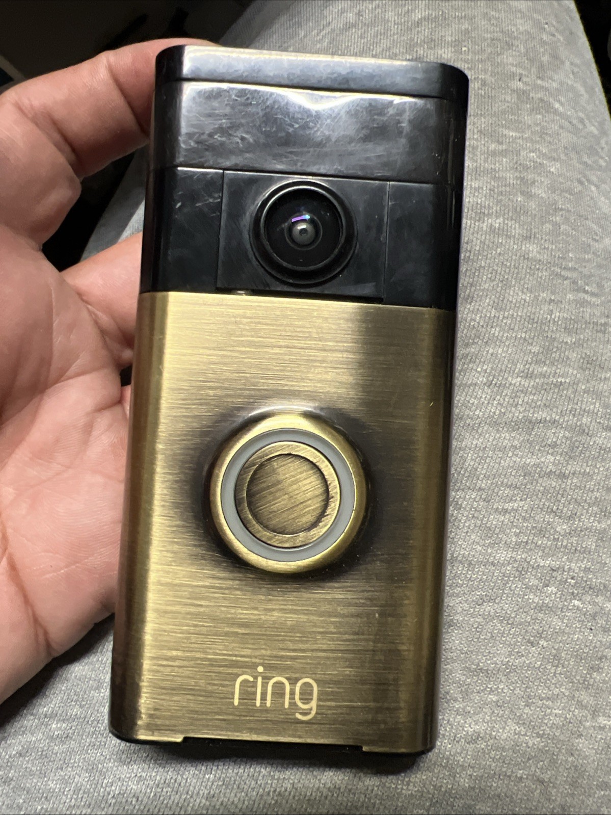 Ring Video Doorbell Camera - Gold - FOR PARTS OR REPAIR Not Tested