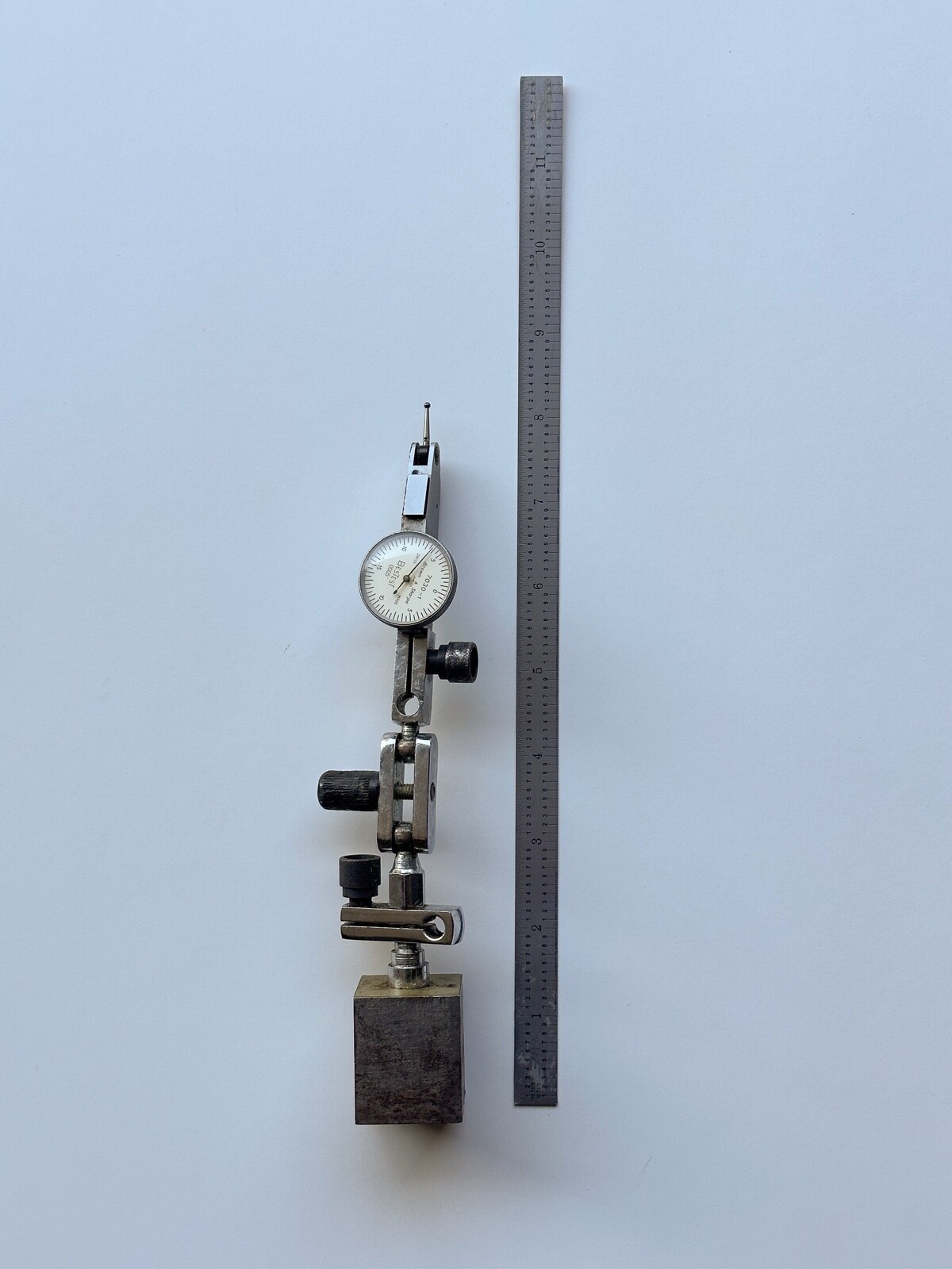 Mini Universal vintage Magnetic Base Stand Holder with Bestest 7030-1 Indicator