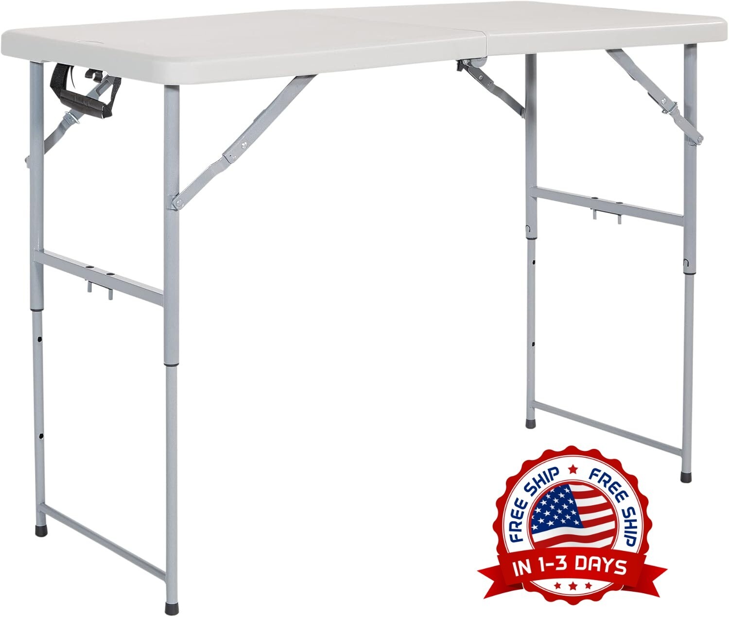 Mesa De Plastico Para Fiestas Patio Grande Plegable Cuadrada Cocina 4 Feet White