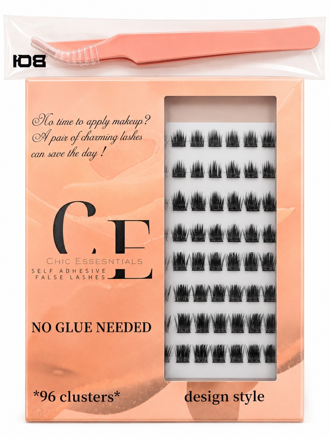 Self-Adhesive Cluster Lashes Kit – Design Style | 96 Clusters + Applicator