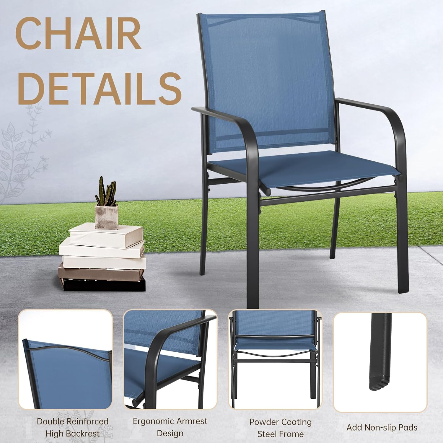 SUNCROWN 7 - Piece Outdoor Dining Set, Patio Furniture Set with 6 X Textilene Di