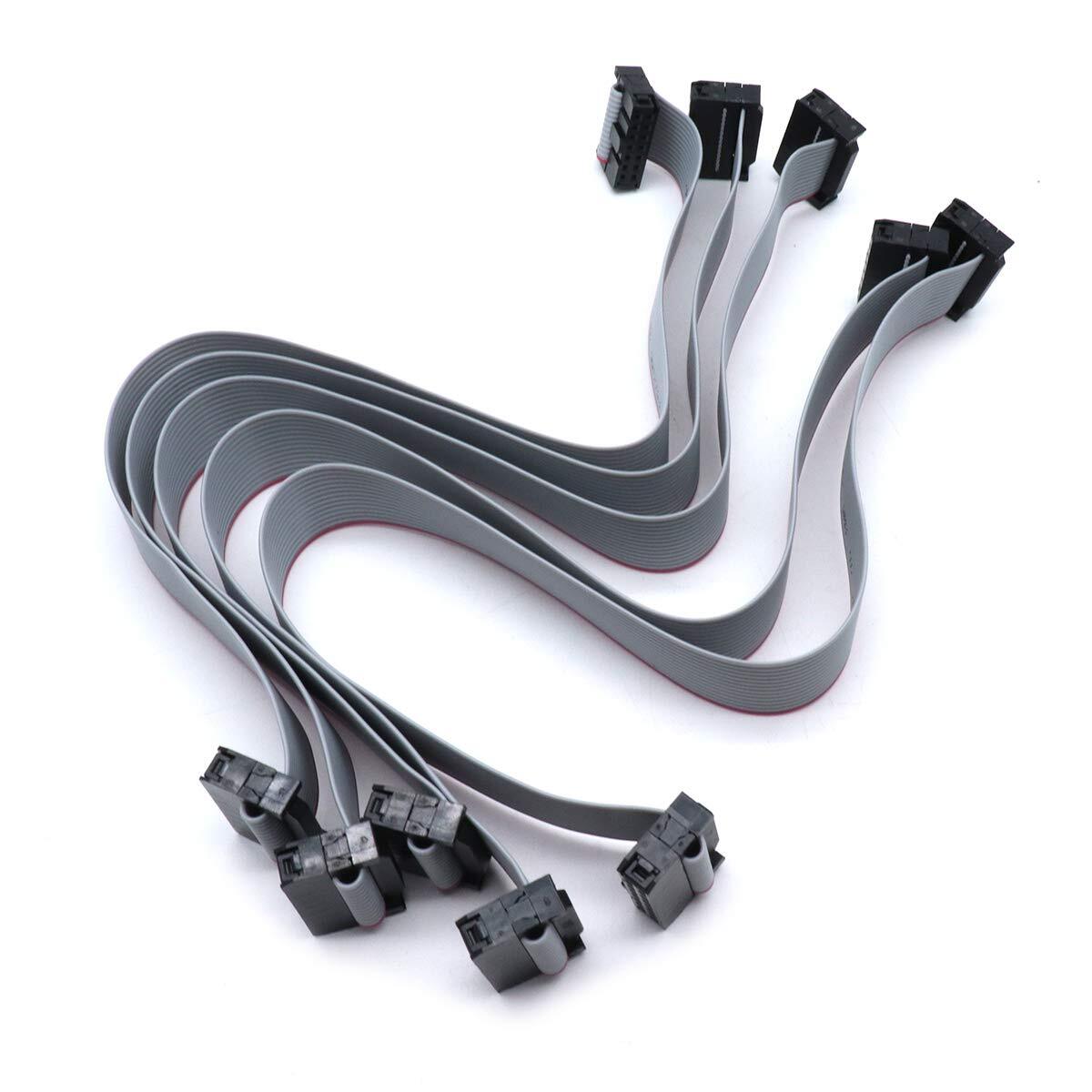 5pcs Ribbon Cable With Black 2.54mm Fc 14 Pins F/f Idc Connector Flat Ribbon Cab