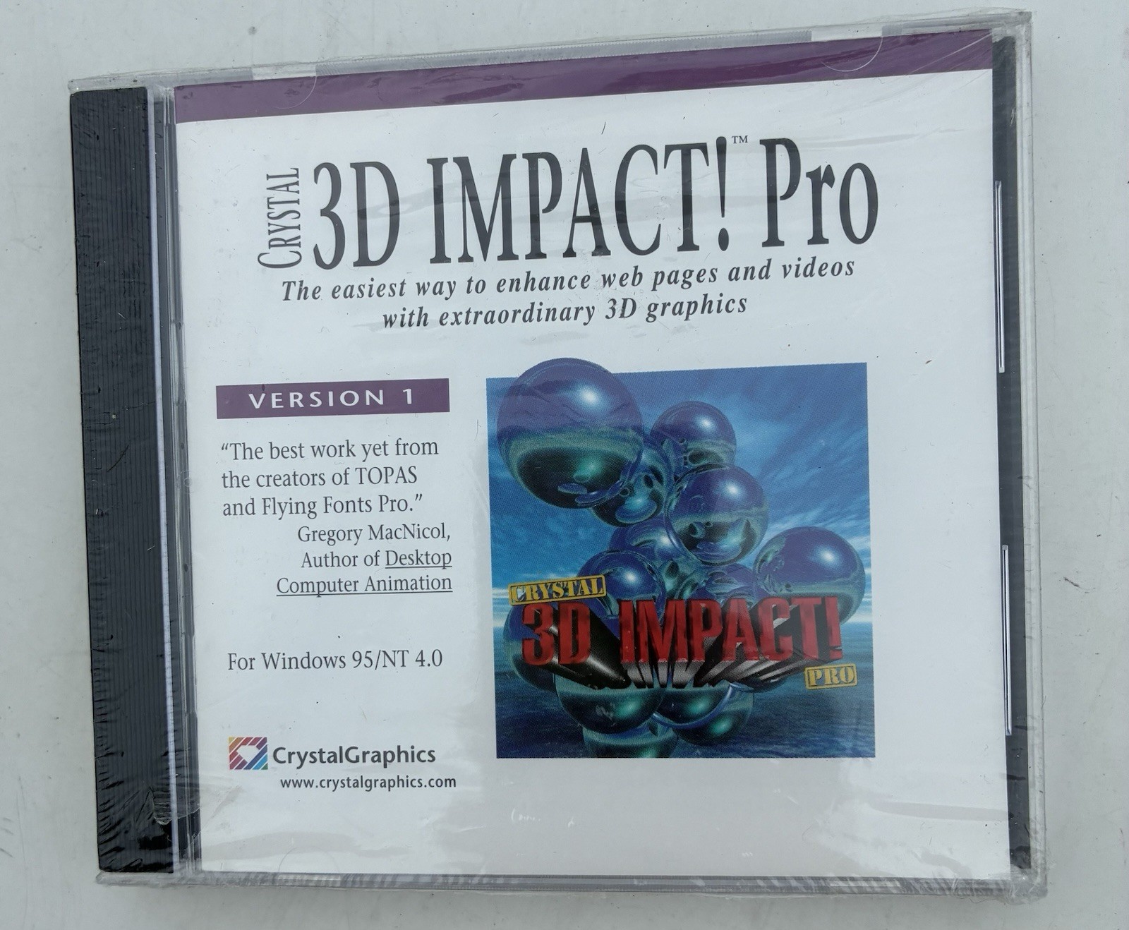 Crystal Graphics 3D Impact Pro Windows 95 Software NEW SEALED