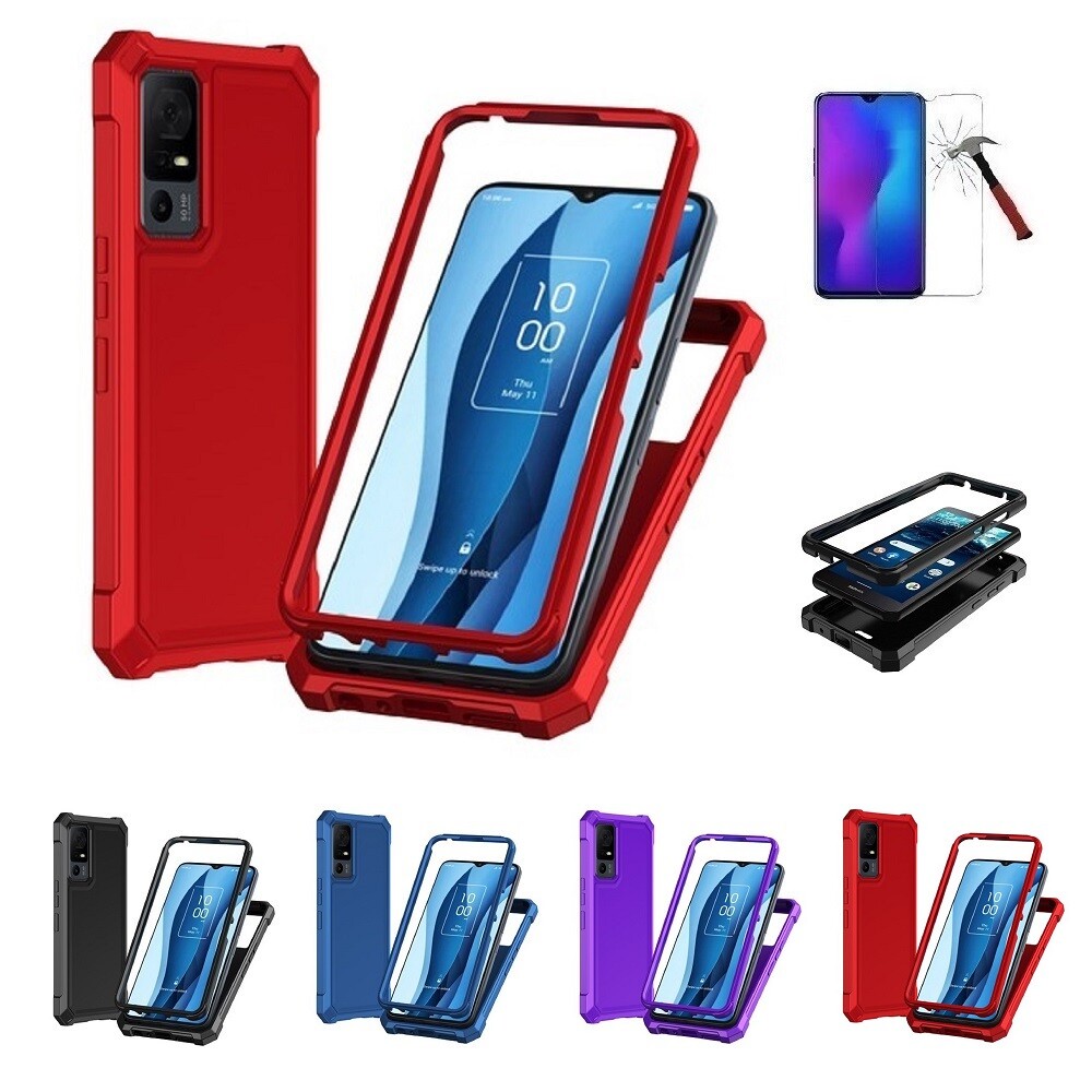 For TCL 40 XL /TCL 40 T, Full Body TPU Hard Cover Case + Tempered Glass