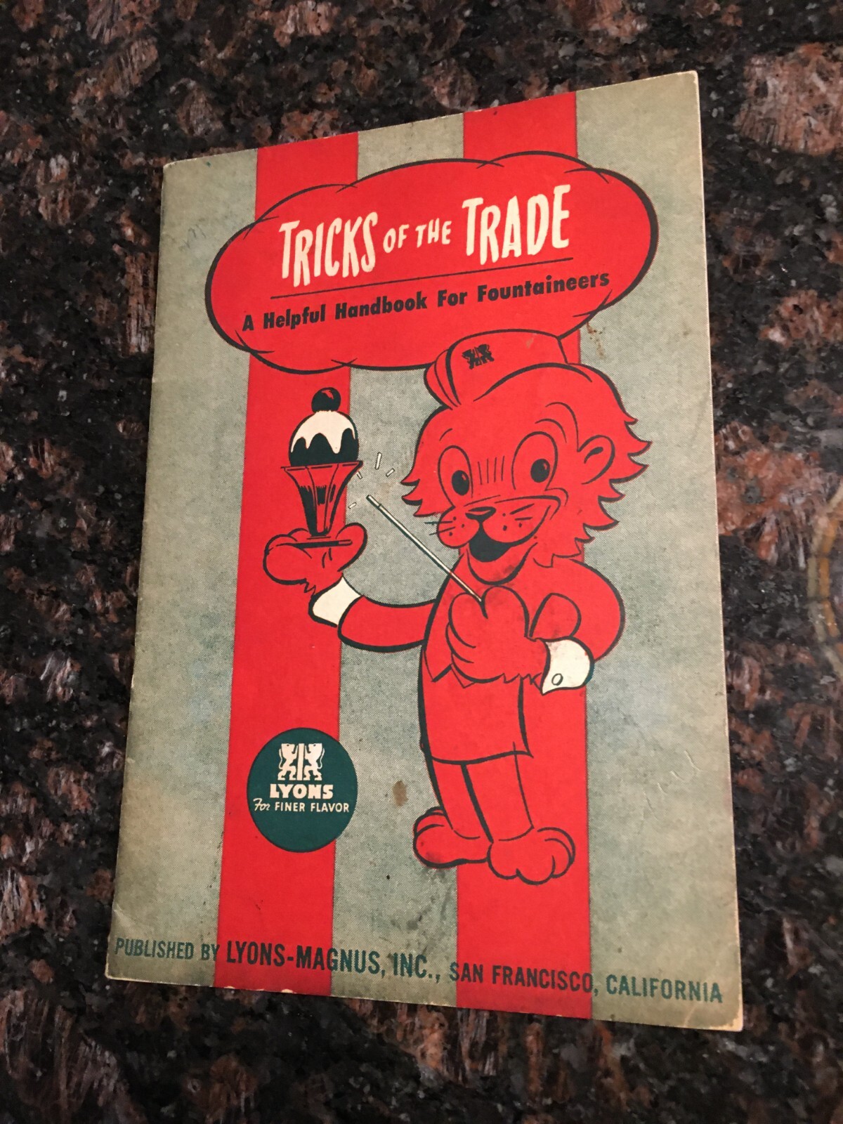 Vintage Ice Cream - Lyons Fountaineers "Tricks Of The Trade" Handbook  1953
