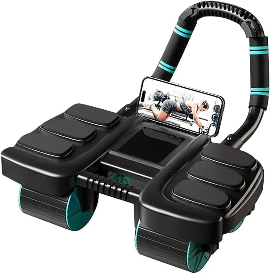 4 Wheel Automatic Rebound Ab Roller With Elbow Support Core Fitness Exercise...