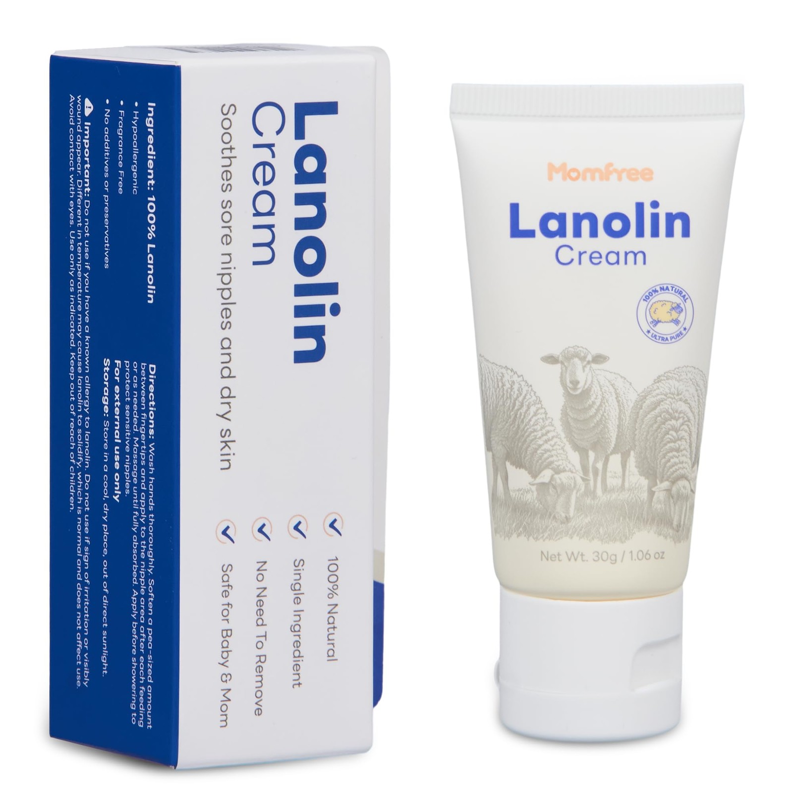 Nipple Cream Safe for Breastfeeding: Lanolin Nipples Balm 100% Natural Relief30g