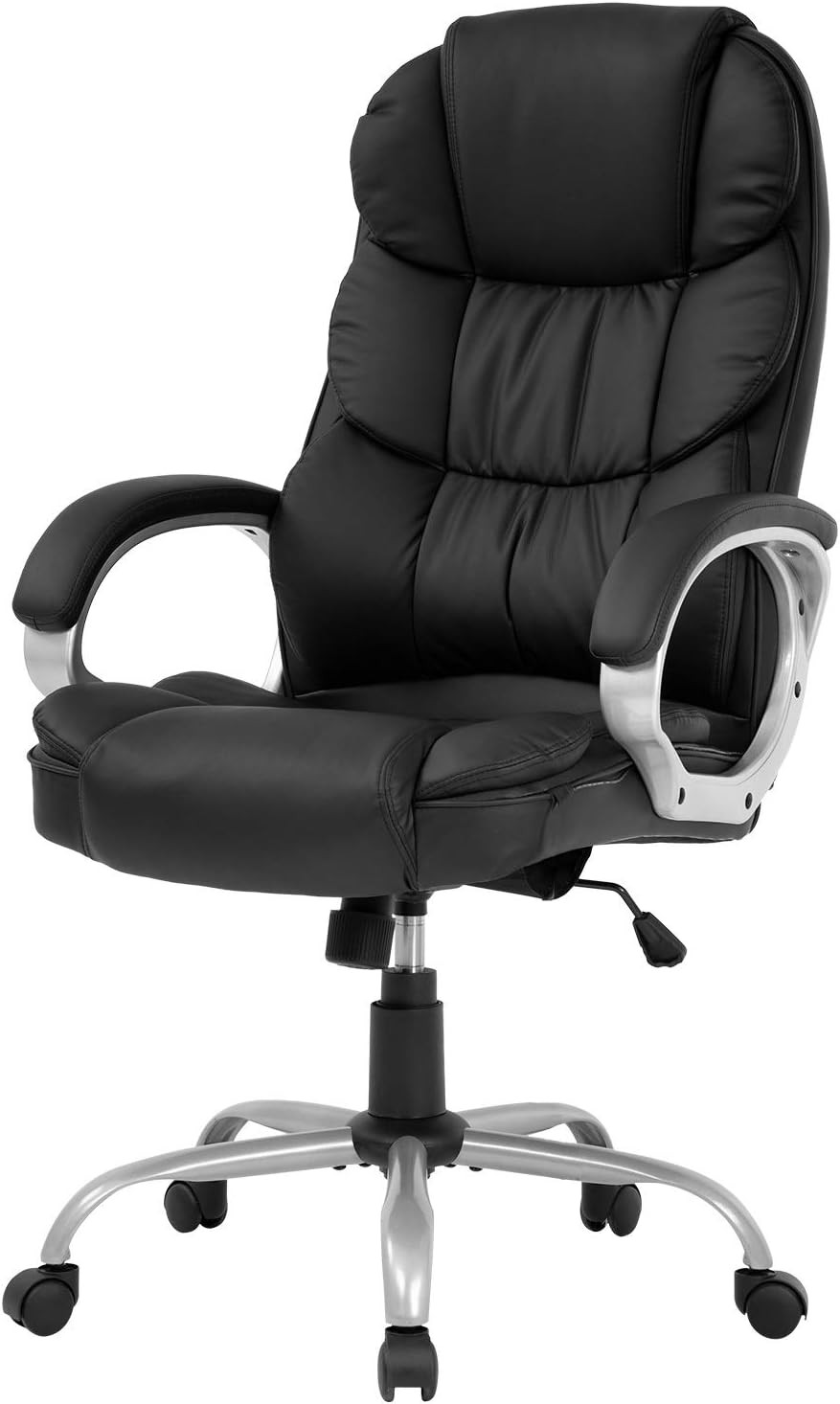 High Back Ergonomic Office Chair PU Leather Adjustable Swivel Task Chair Black