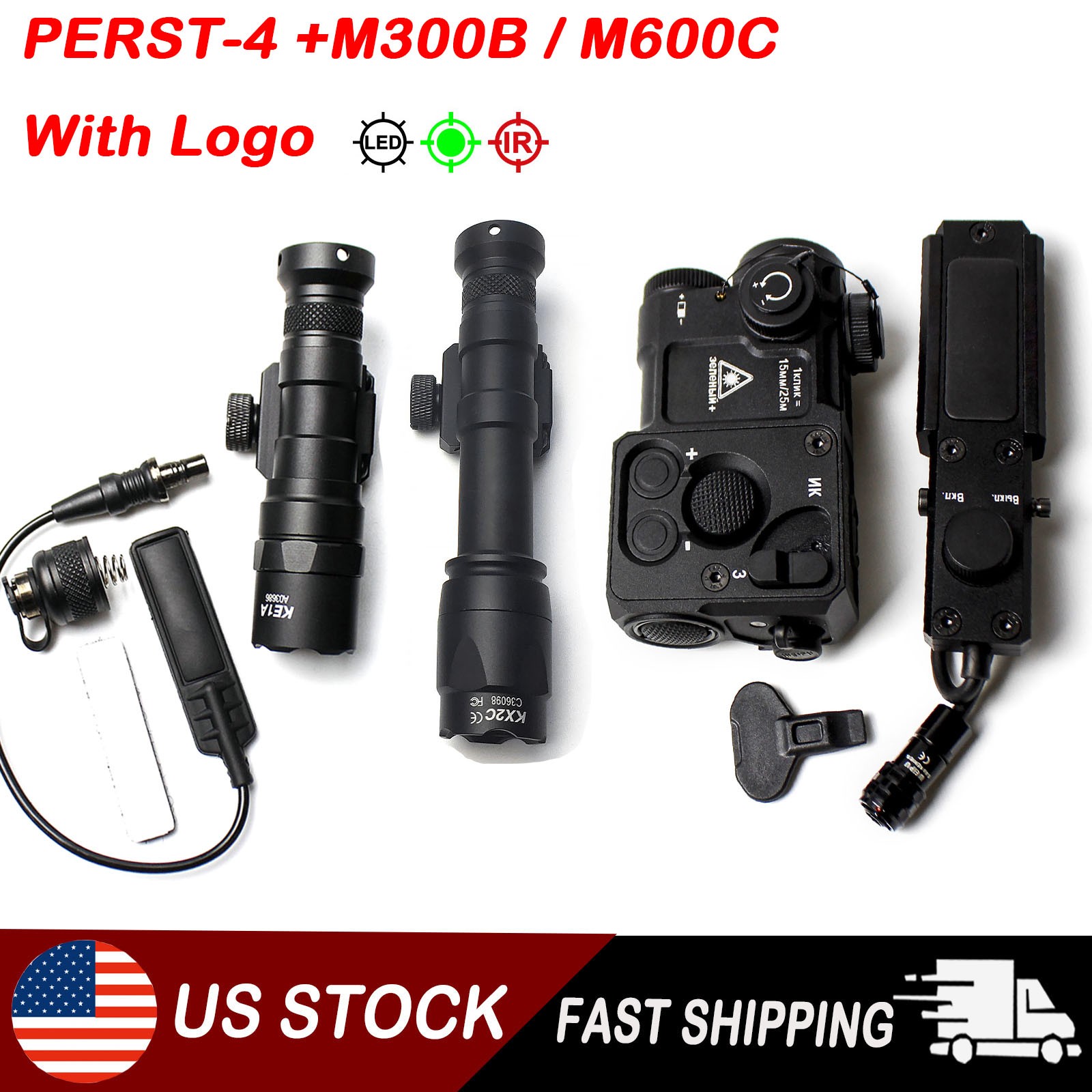 Metal PERST-4 Laser Aiming IR Infrared+Green Laser Combo M600C M300B Flashlight