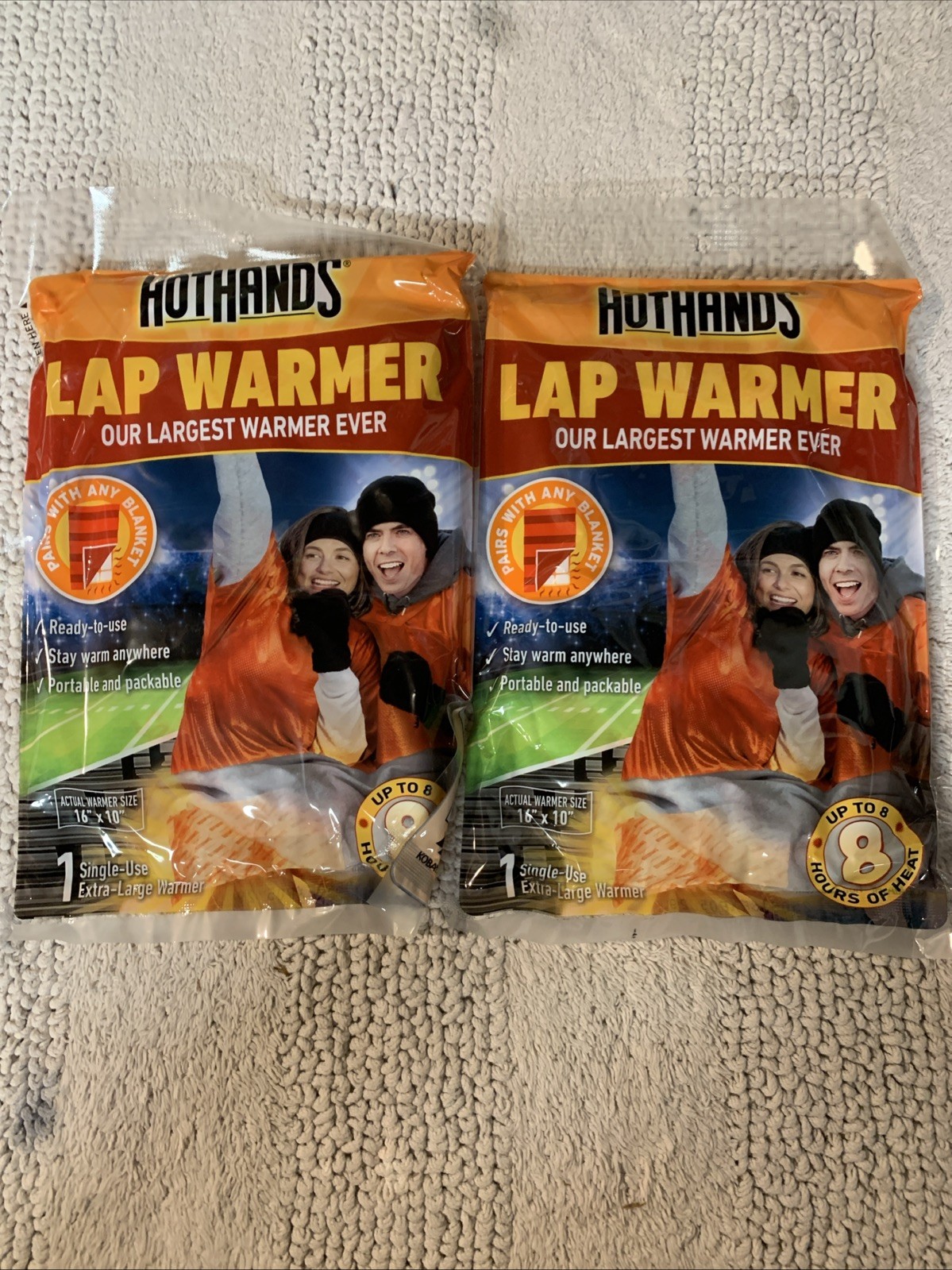 Hot Hands Lap Warmer 16" X 10" - Up to 8 Hours of Long Lasting Heat Lot Of 2 New