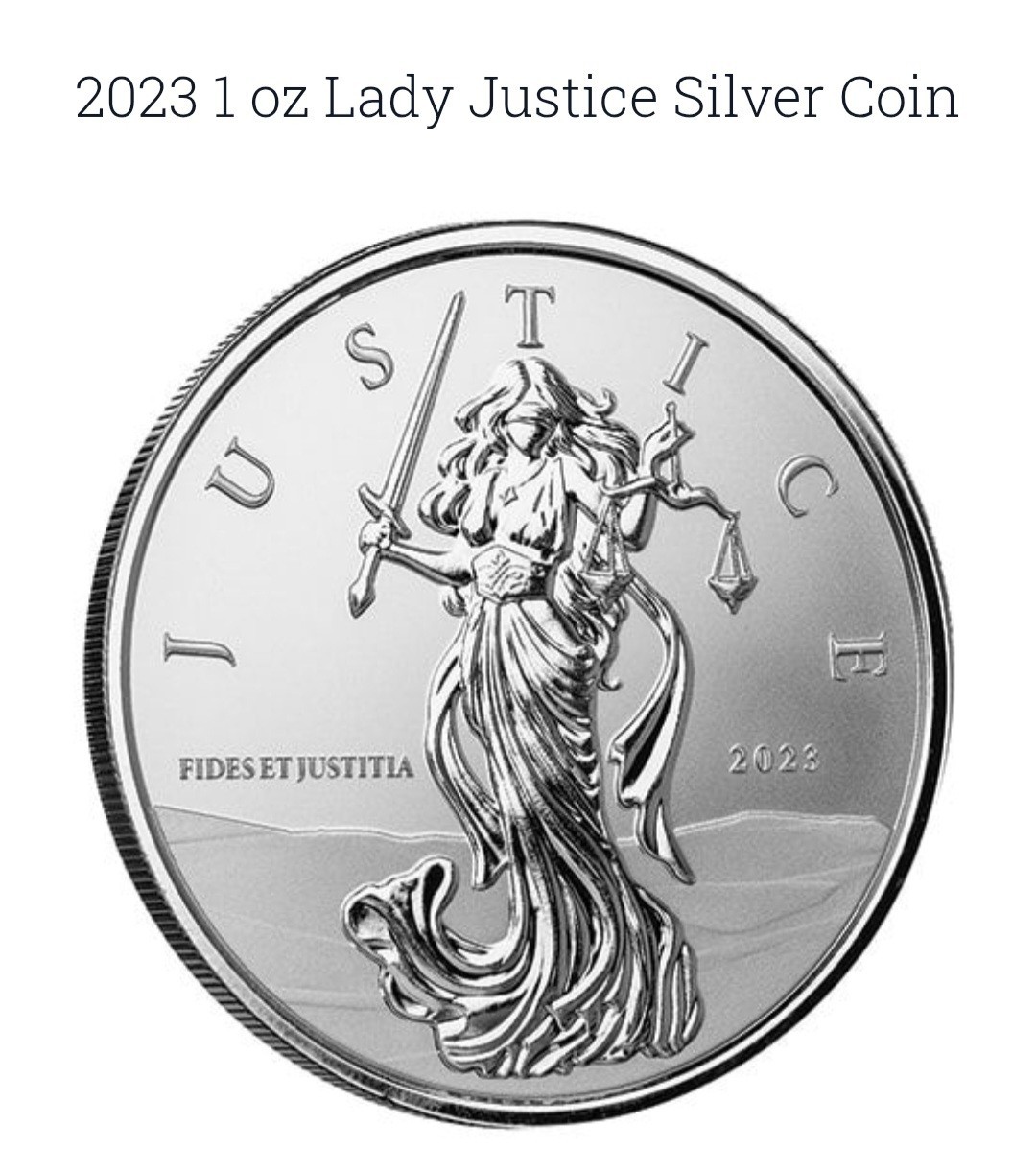 2023 Silver 1 oz Gibraltar Lady Justice Prooflike Coins Tube of 20 some w toning