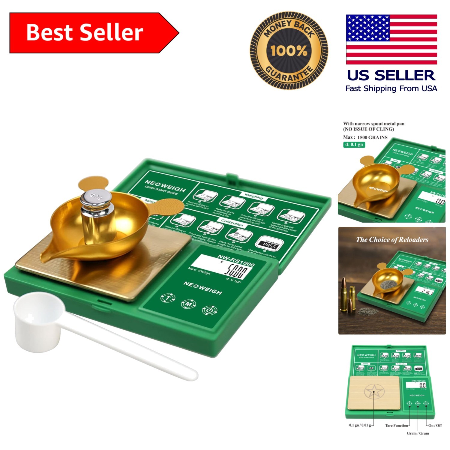 Professional Digital Powder Scale 1500 Grains x 0.1 Gn for Reloading & Archery