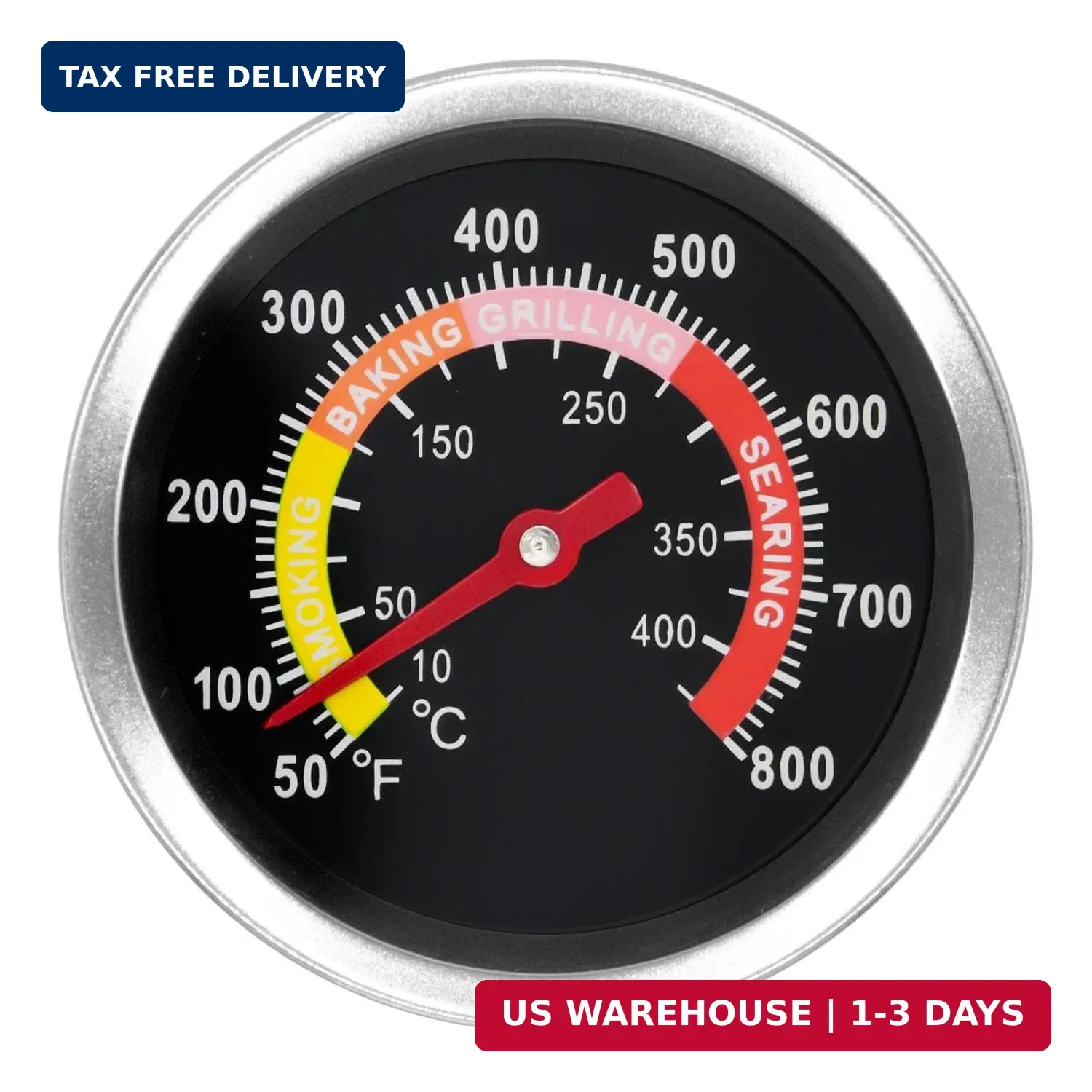 Grill Thermometer Gauge for Gas, Charcoal, Smoker Grills, Meat Thermometers for