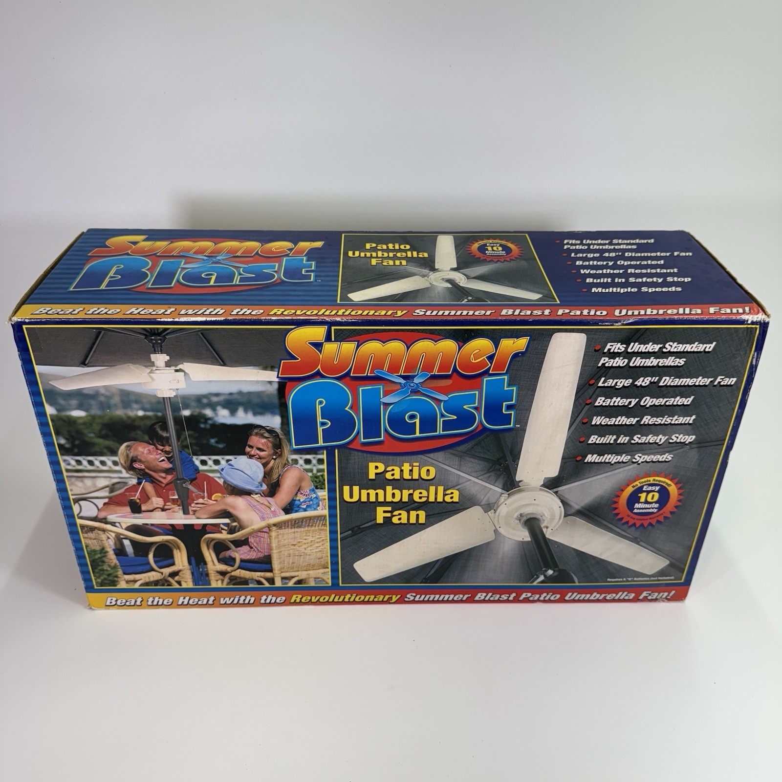 Summer Blast 48" Patio Umbrella Fan Battery Operated New In Box Old Stock Cool