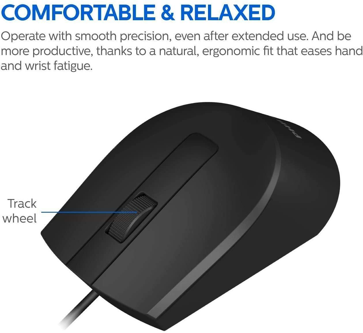 PHILIPS USB Optical Mouse for Home High-Performance with LED Sensor SPK7104
