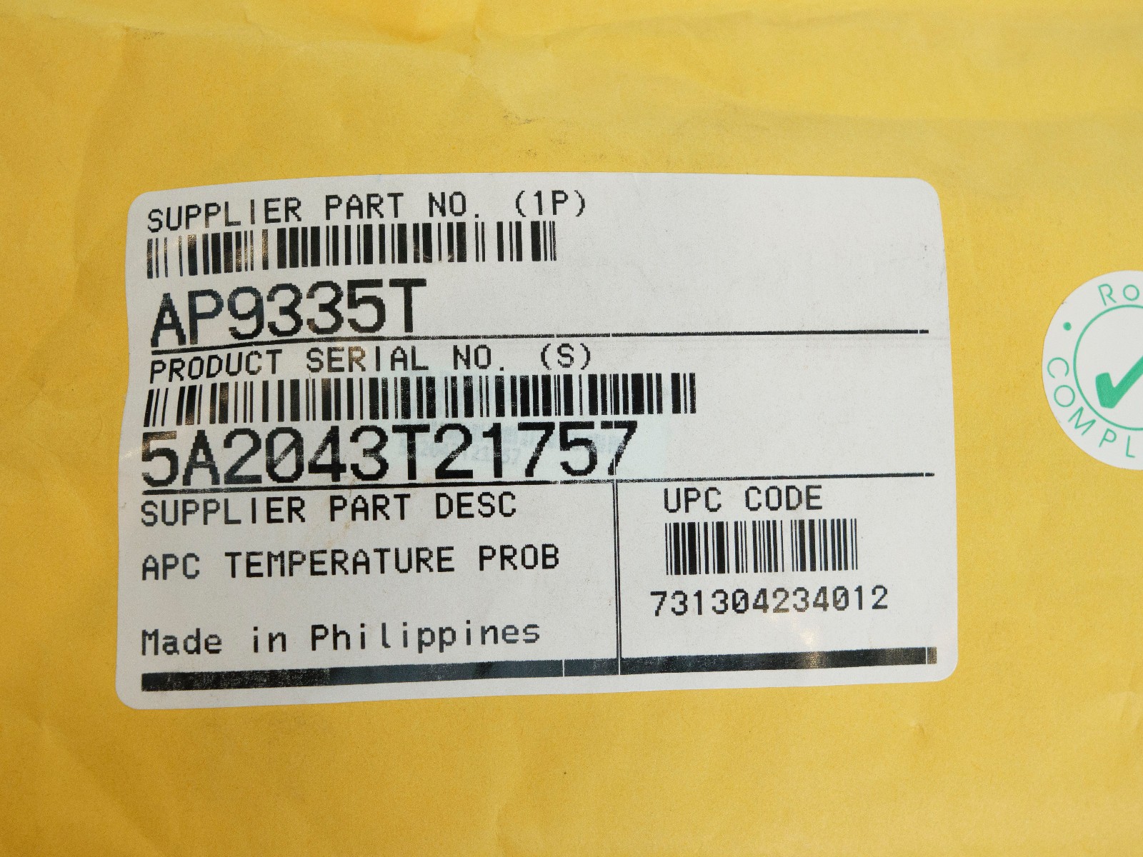APC AP9335T Temperature sensor Environmental probe transmitter Black - new