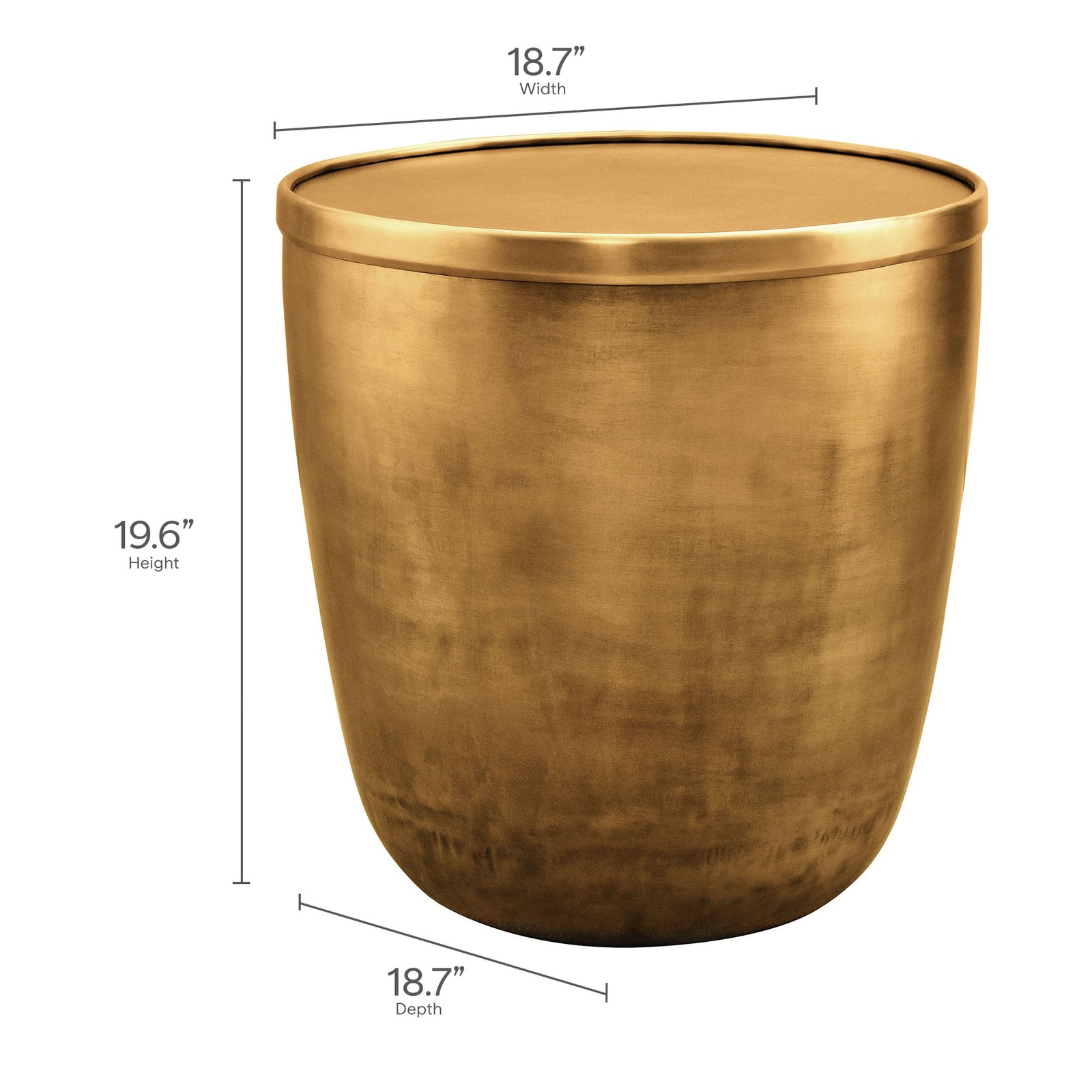 Viora Metal Storage Side Table in Burnished Brass