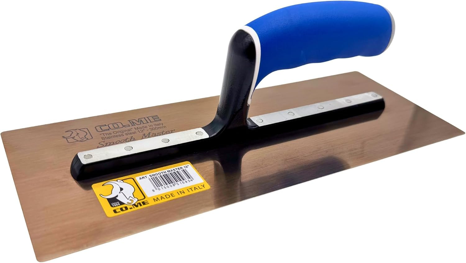CO.ME Stainless Steel Skimming Trowel 12x4.7 Inch for Smooth Finishes