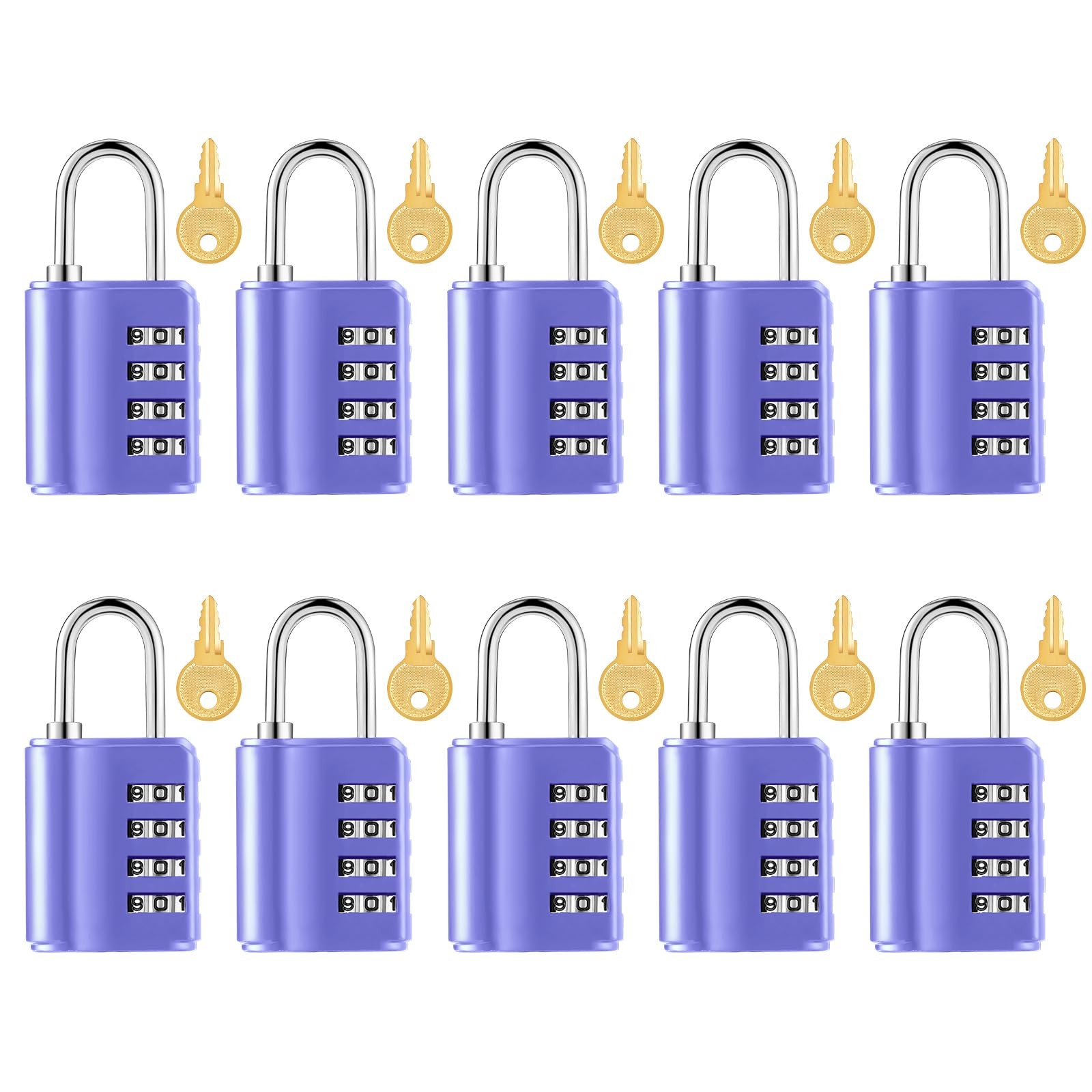 Kenning 10 Pcs Combination Padlock 4 Digit Waterproof Security Lock for Locker F