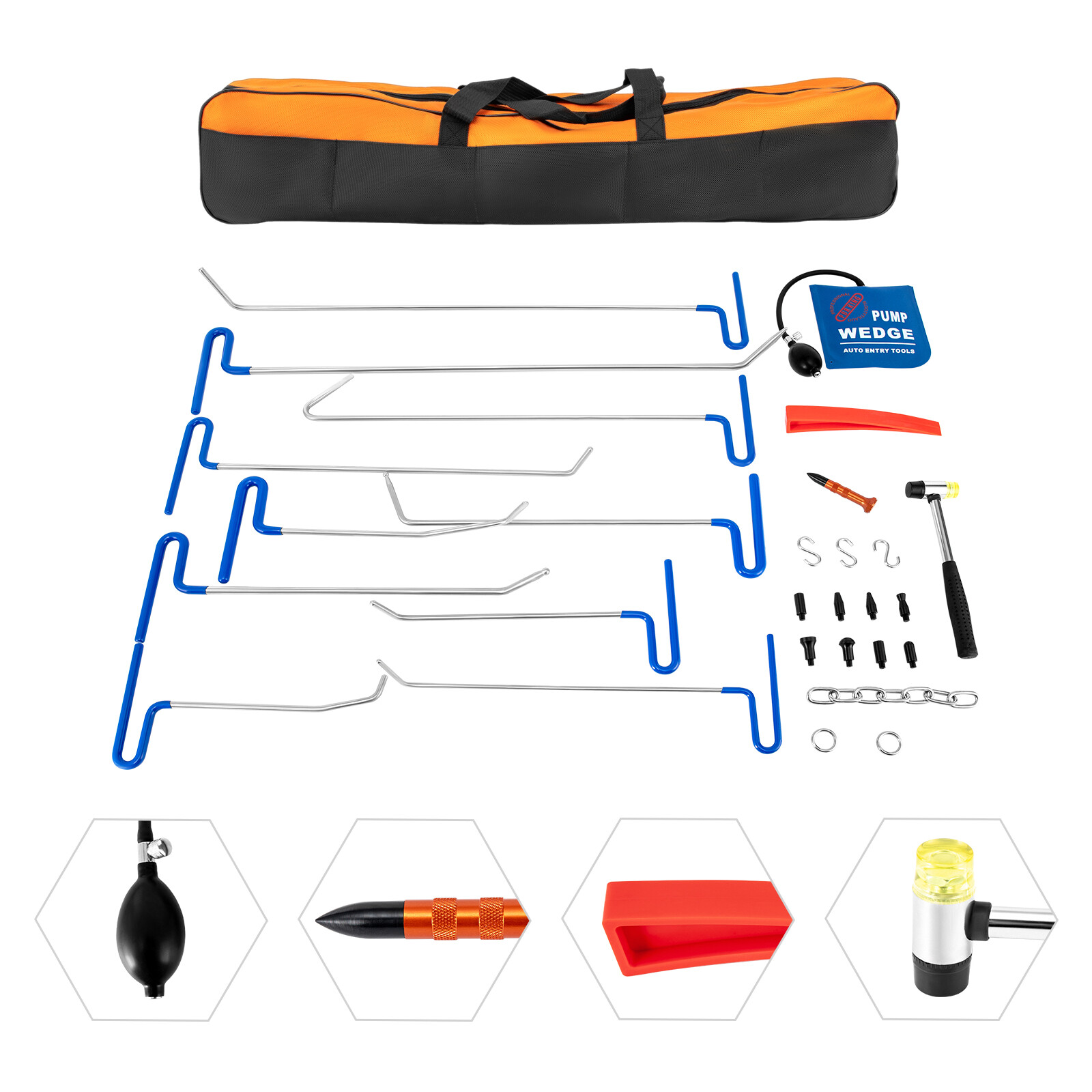 30pcs PDR Tools Push Rods Spring Kit Paintless Dent Repair Hail Removal Tool HOT
