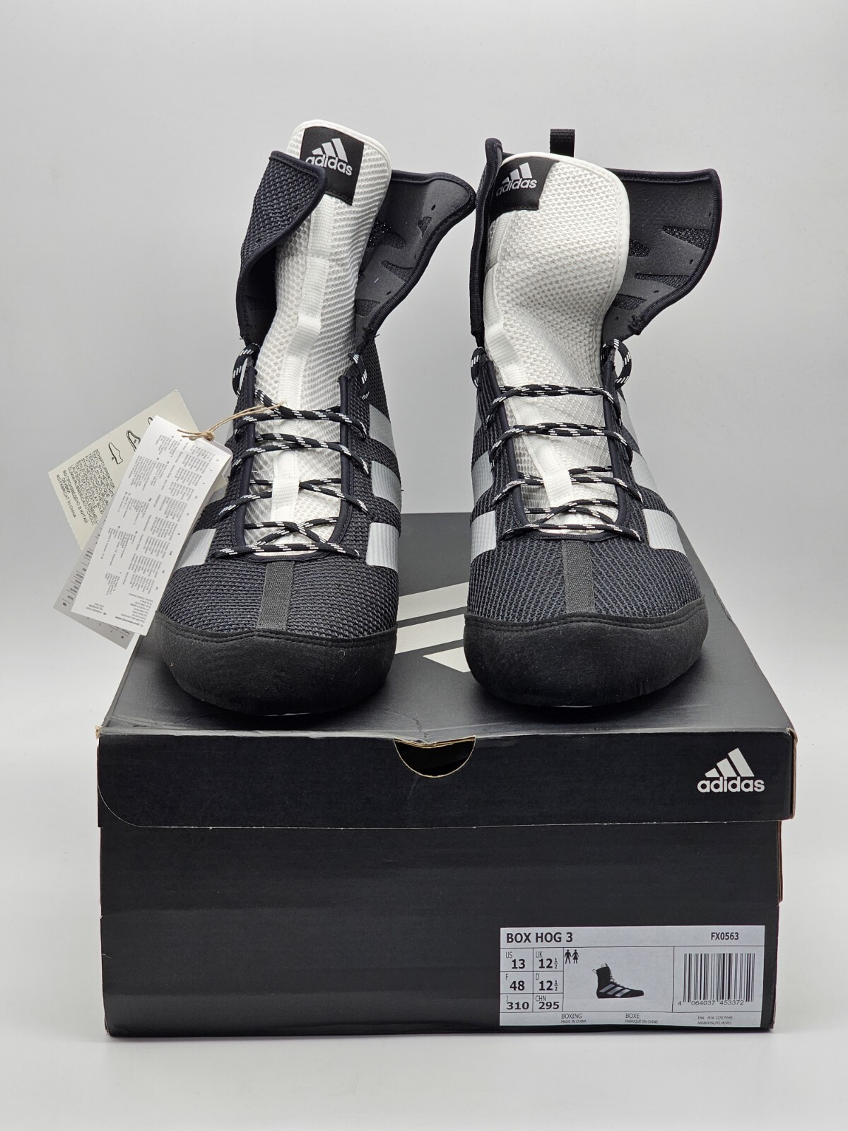 Adidas Box Hog 3 Black Silver Boxing Shoes FX0563 Men Sz 13US