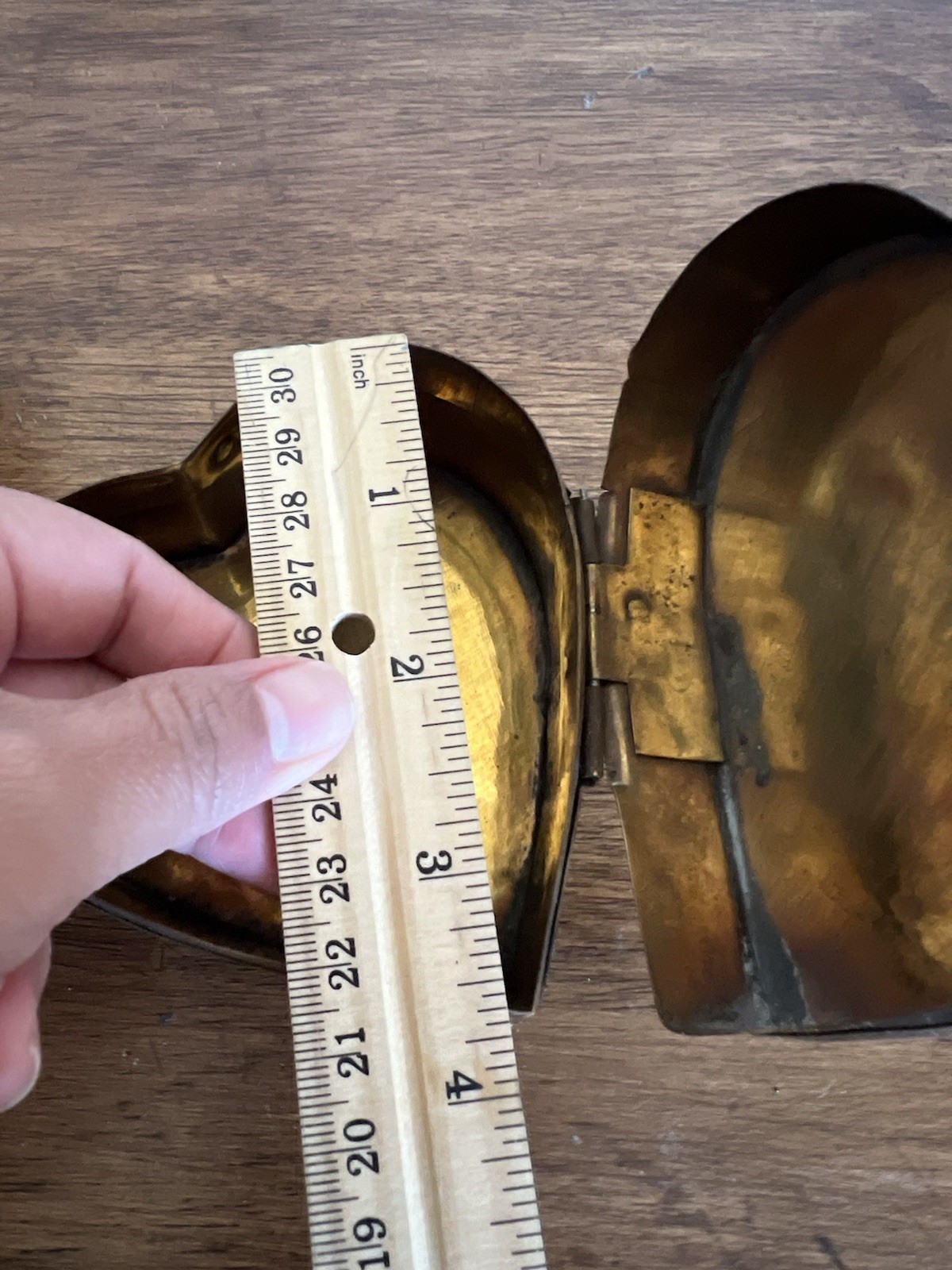 Set Of 2 Heart Shaped Polished Brass Hinged Nesting Boxes