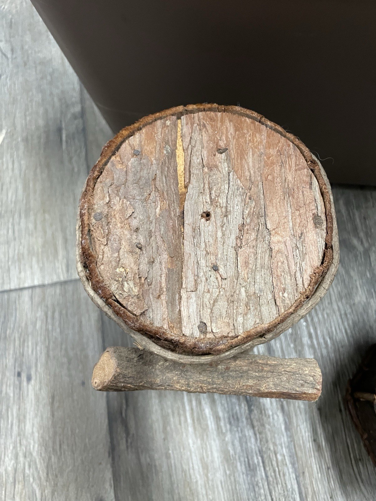 Handmade Baskets Rustic Lot Of 2 Tree Bark & Vine Brown 2 Sizes