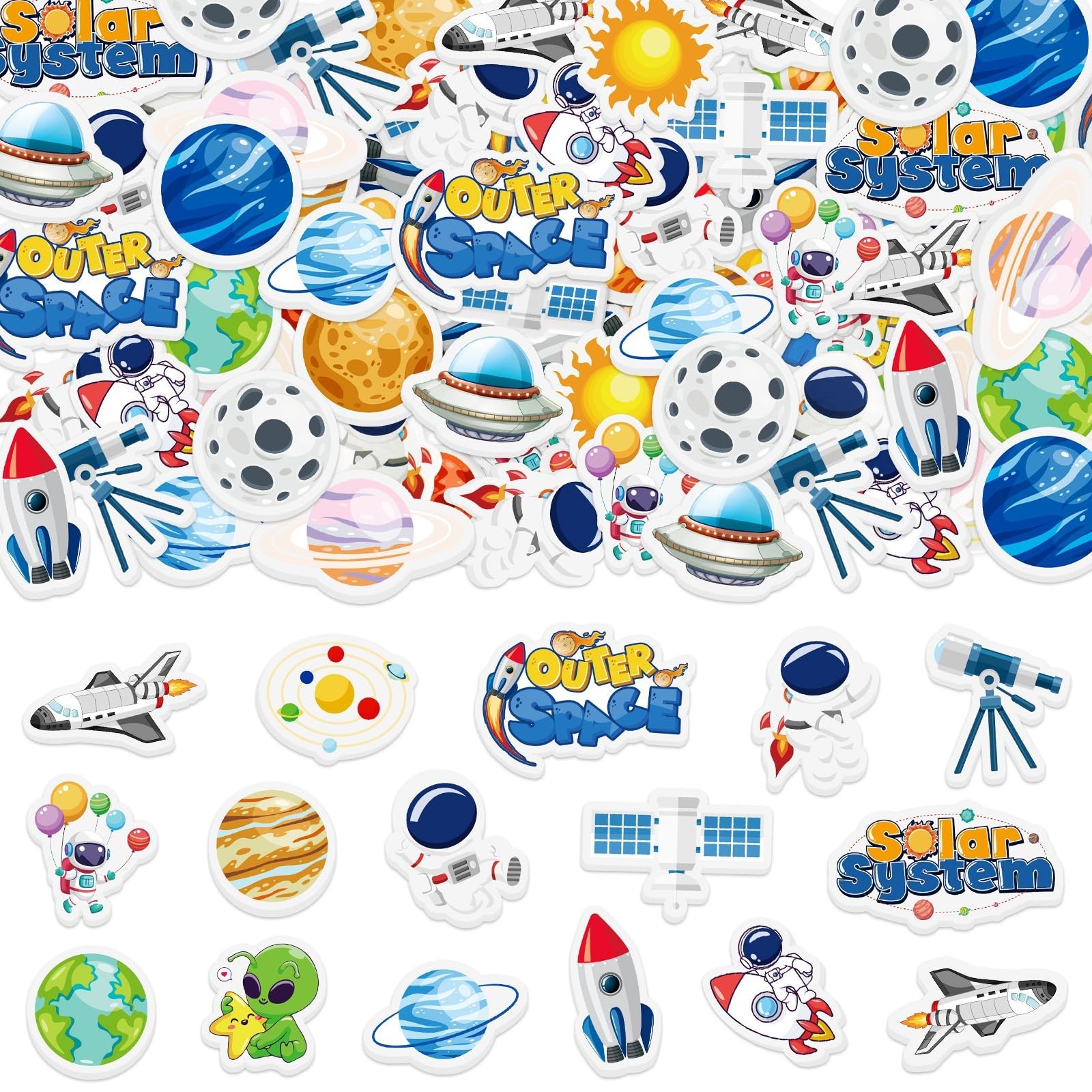 300Pcs Outer Space Foam Stickers, Funny Solar System Planet Sticker Self-Adhe...