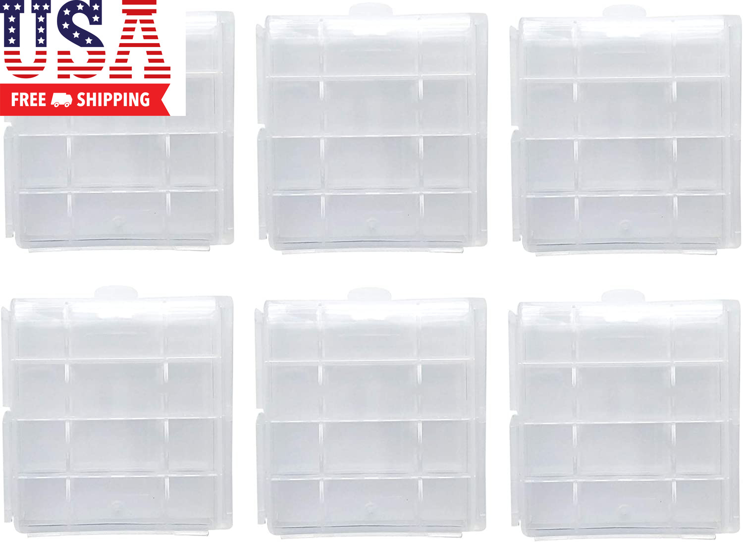 Battery Storage Case for AA/AAA, Battery Holder Box (6Pack Clear)