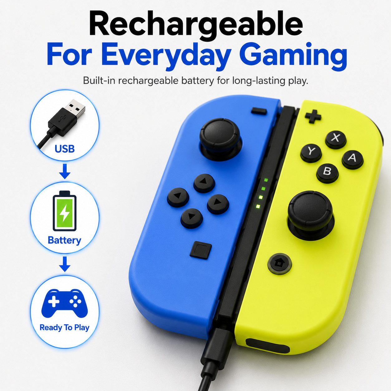 Wireless Joy Con Controllers Compatible with Nintendo Switch Blue & Neon Yellow
